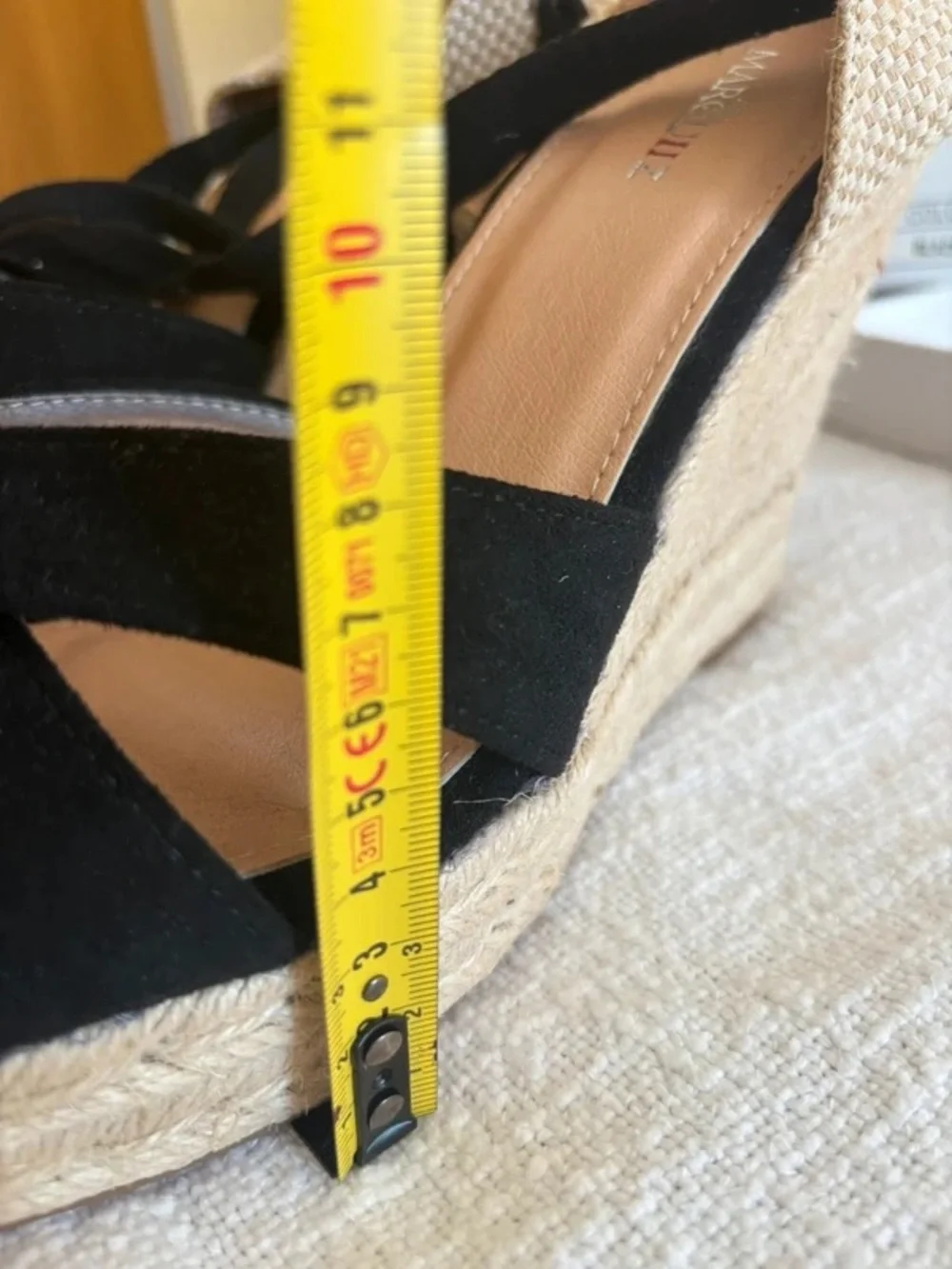 Dexter Black Suede Espadrille Wedge Sandals with Ankle Wrap